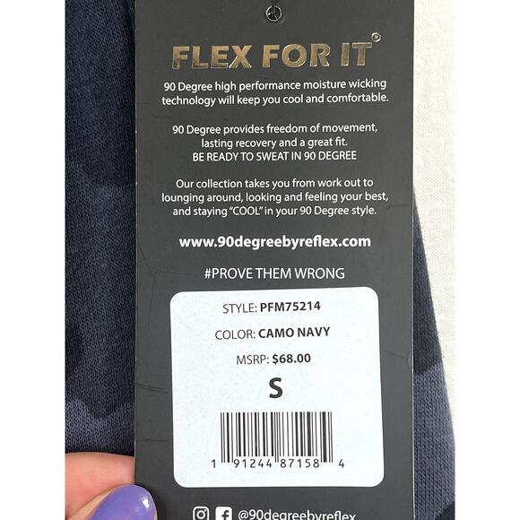 NWT 90 Degree by Reflex Men's Jogger in camo navy, size S - Picture 4 of 9